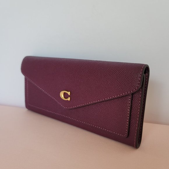 COACH Wyn Crossgrain Leather Wallet –Deep Berry - Picture 5 of 16